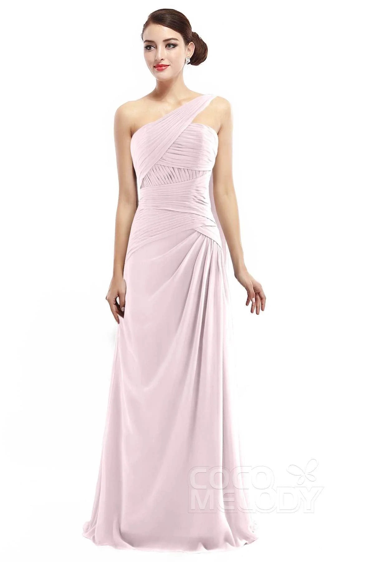 Sheath Floor Length Chiffon Bridesmaid Dress COZF14021