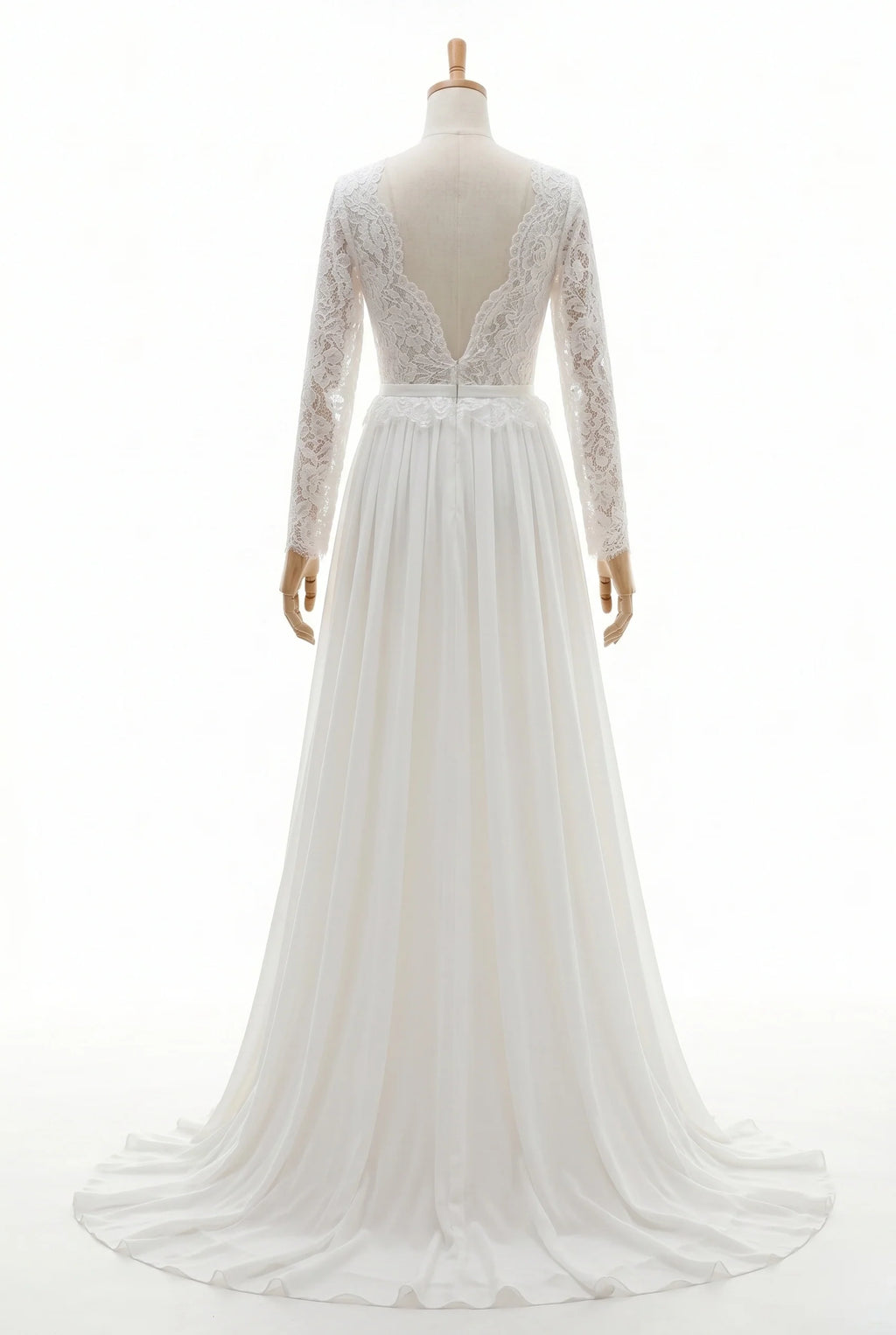A-Line Court Train Lace Chiffon Wedding Dress CW3519