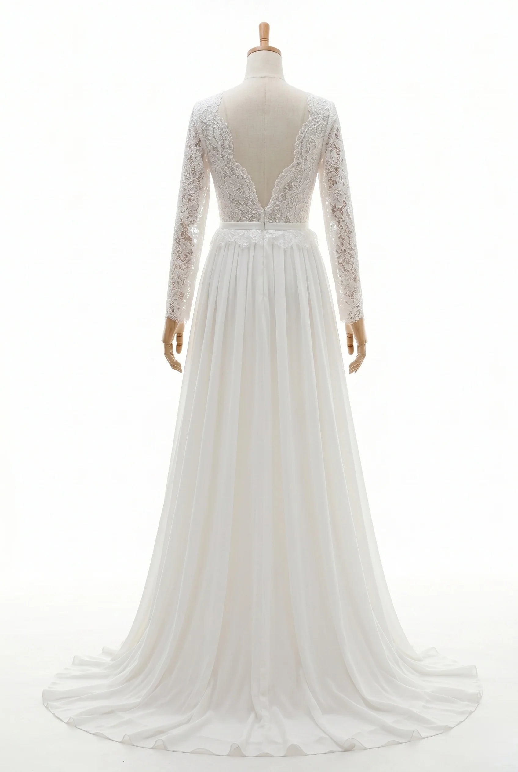 A-Line Court Train Lace Chiffon Wedding Dress CW3519