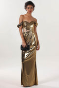 Sheath-Column Maxi Metallic Formal Dress CS0658