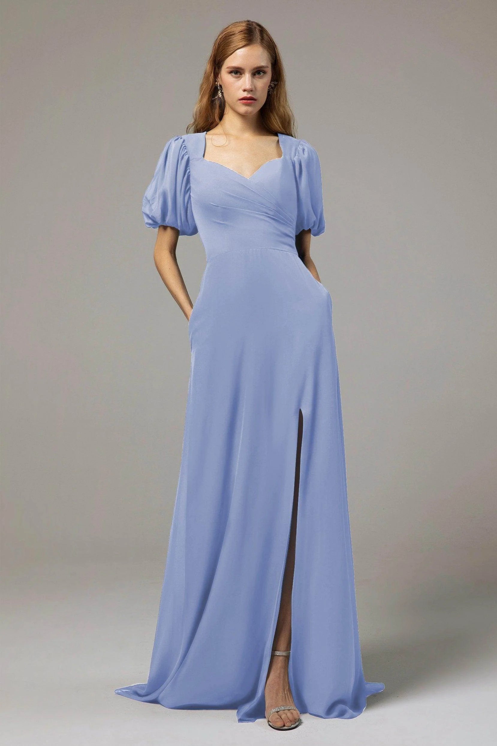 A-Line Floor Length Chiffon Bridesmaid Dress Formal Dresses CB0415
