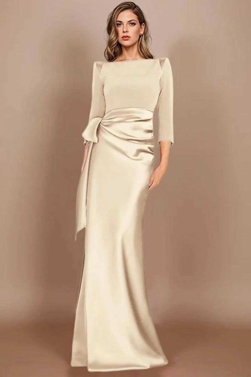 Sheath Scoop 3/4 Length Sleeves Floor Length Mother Dresses CM0380