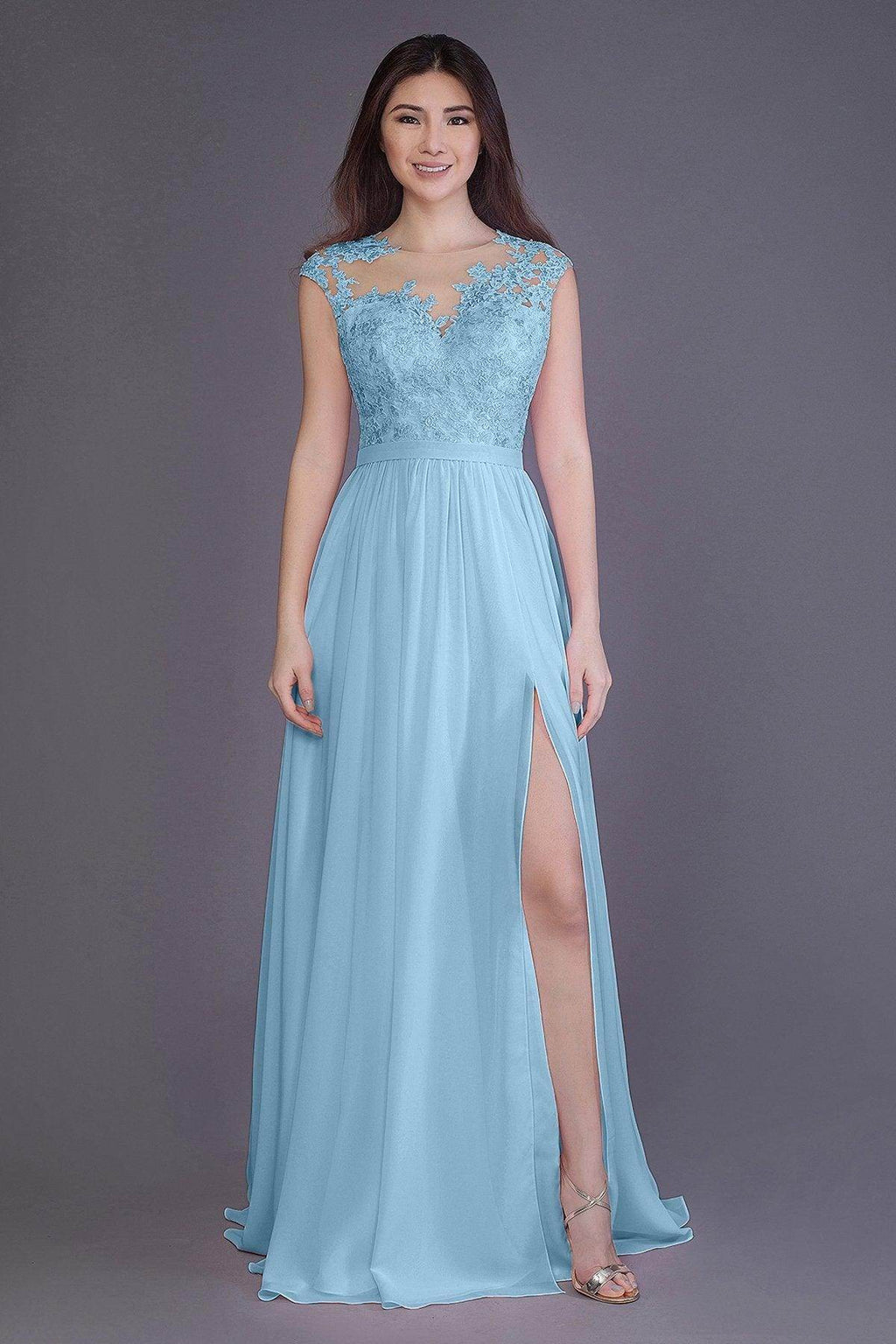 Sheath Floor Length Chiffon and Lace Bridesmaid Dress PR3554PS