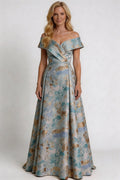 A-Line Floor Length Jacquard Mother of the Bride Dress CM0430