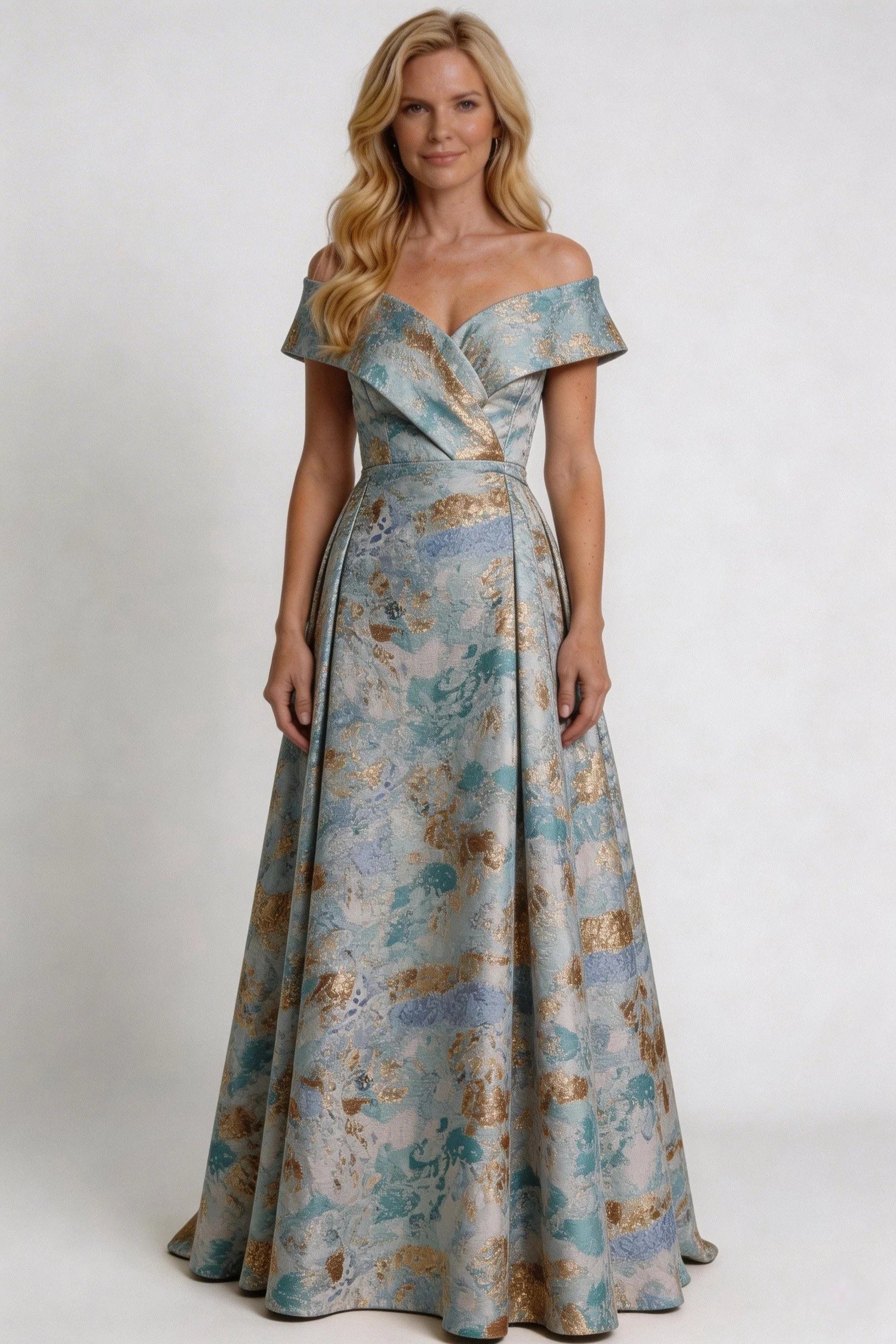 A-Line Floor Length Jacquard Mother of the Bride Dress CM0430