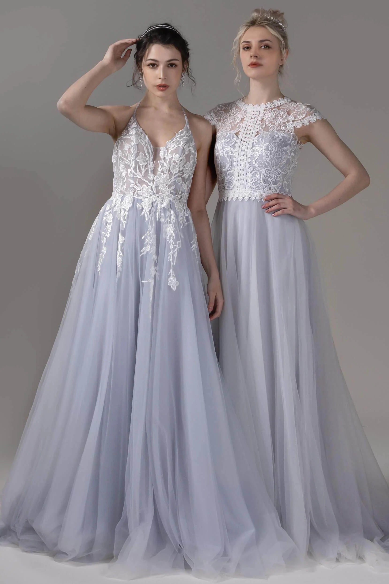 A-Line Court Train Lace Tulle Wedding Dress CW2814