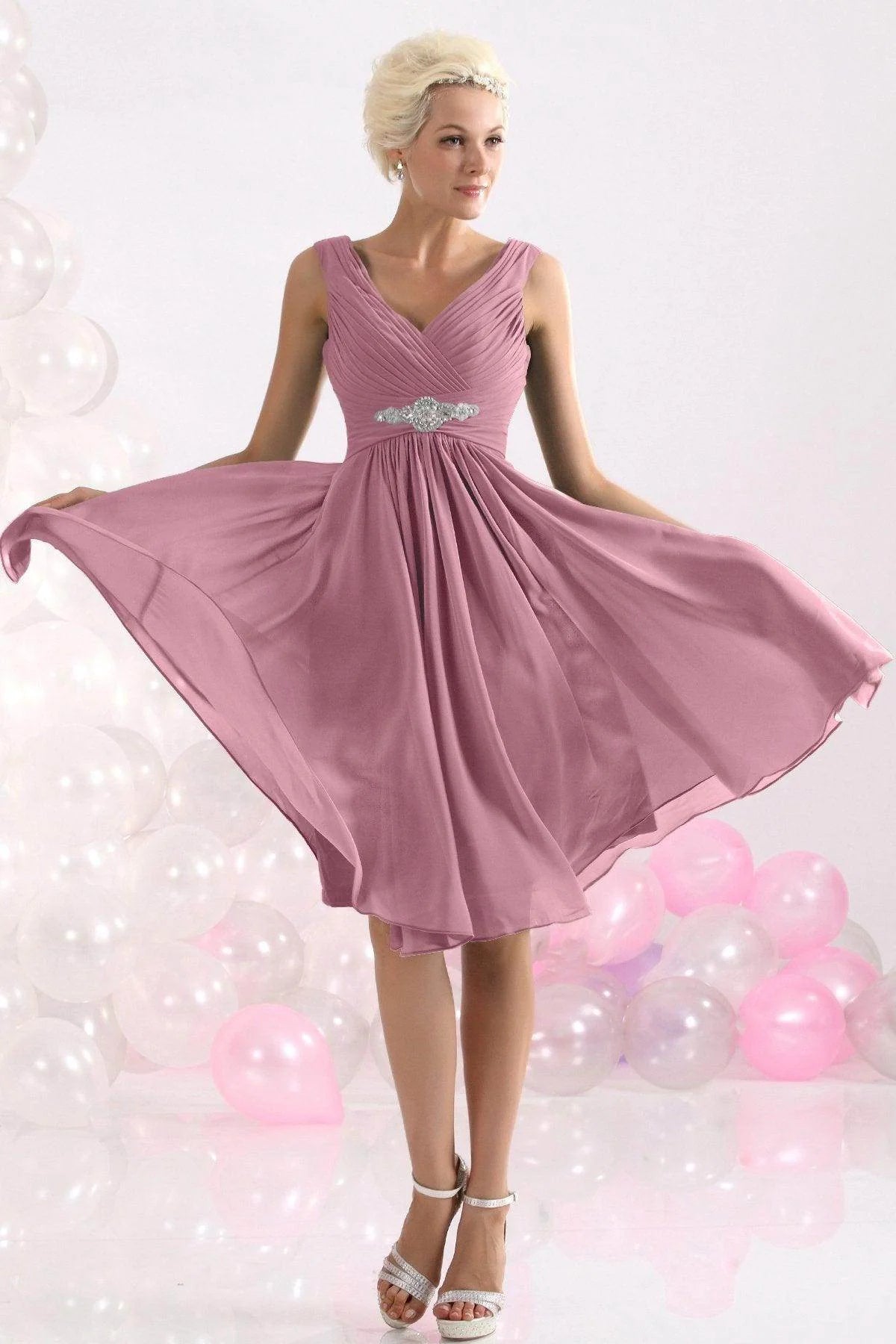 A-Line Knee Length Chiffon Bridesmaids Dress COZK1302A