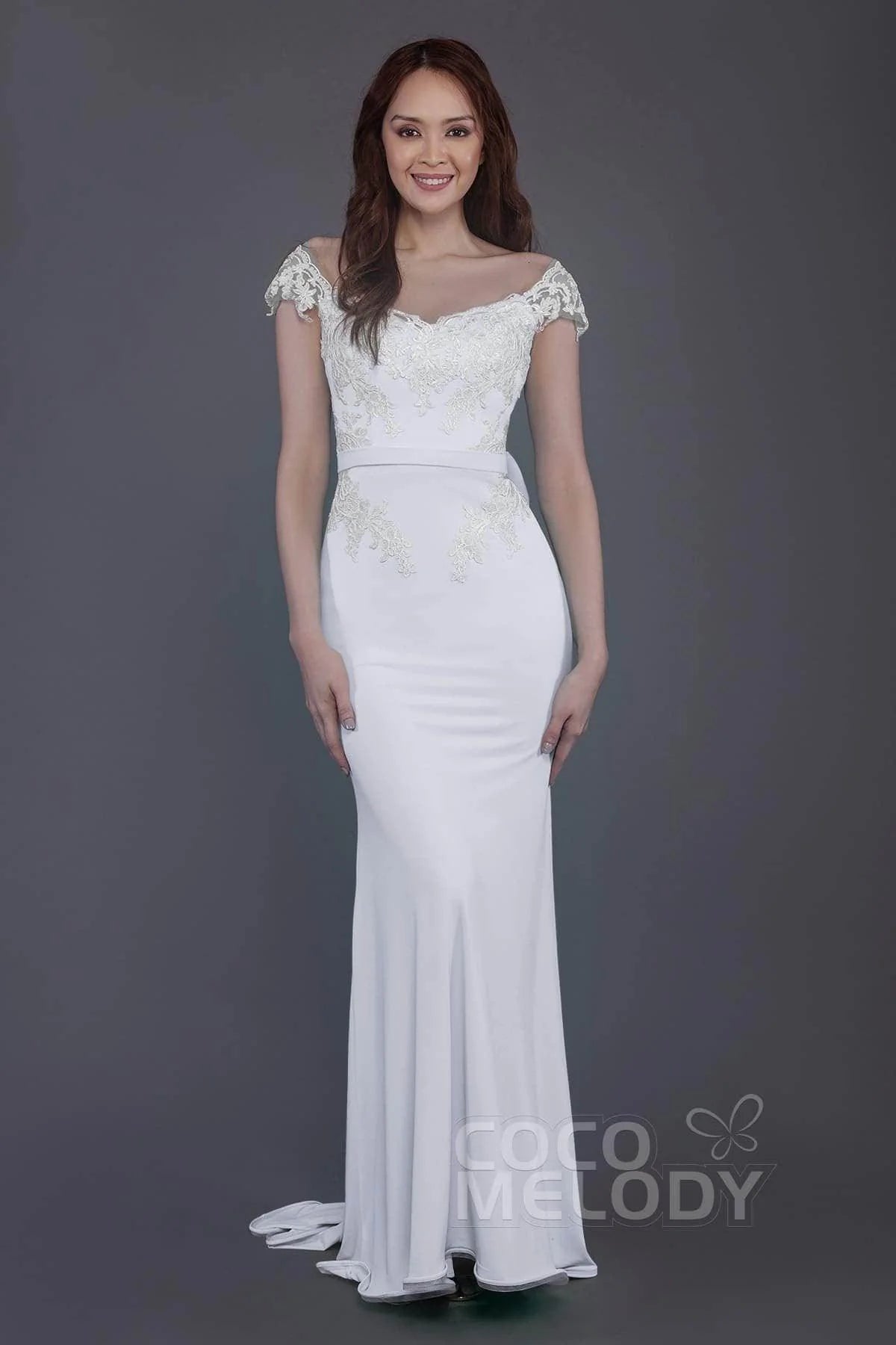 Trumpet Sweep Train Knitted Fabric Bridesmaid Dress PR3562