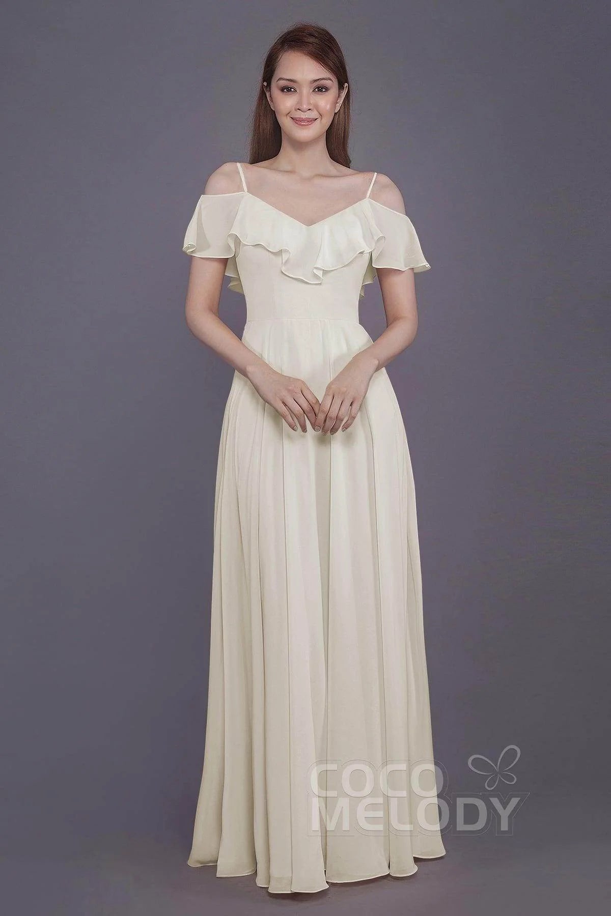 Sheath-Column Floor Length Chiffon Bridesmaid Dress PR3570