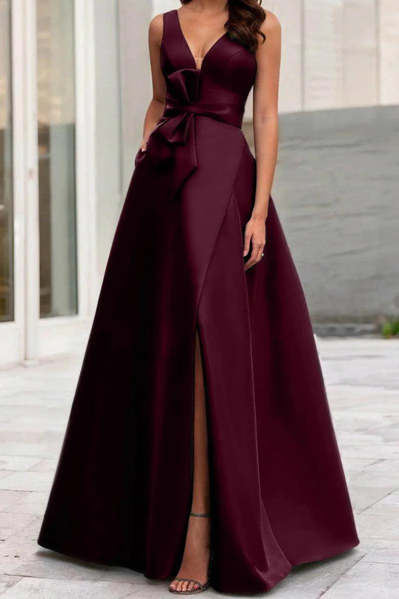A Line V Neck Sleeveless Mother Of The Bride Dresses CM0341