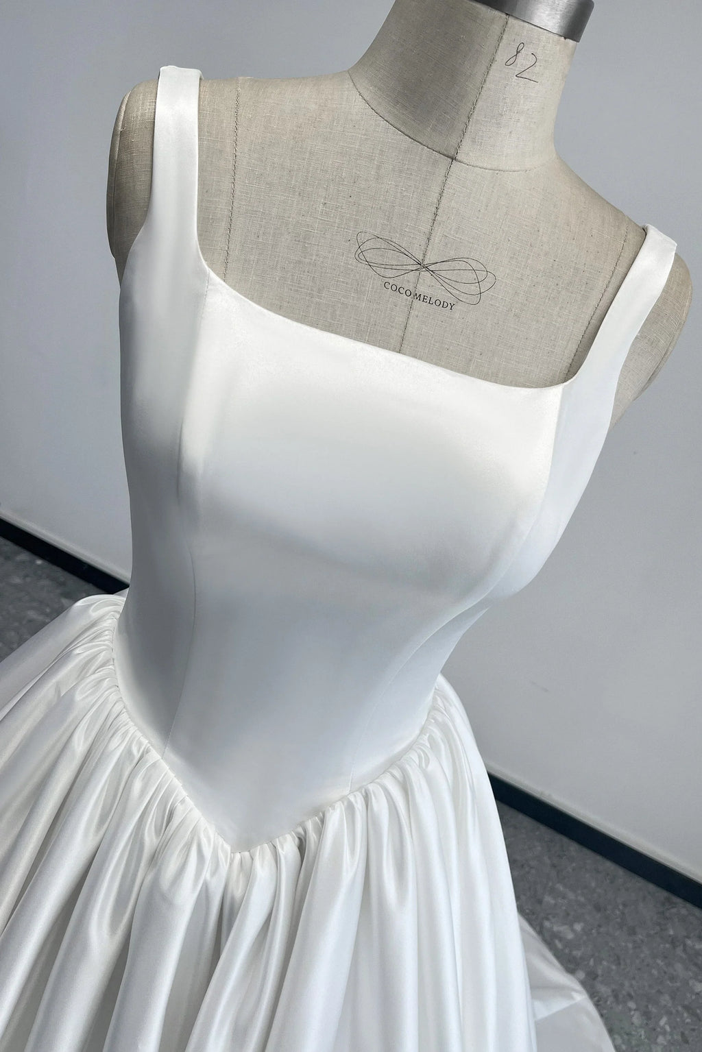 A-Line Court Train Satin Wedding Dress CW3503