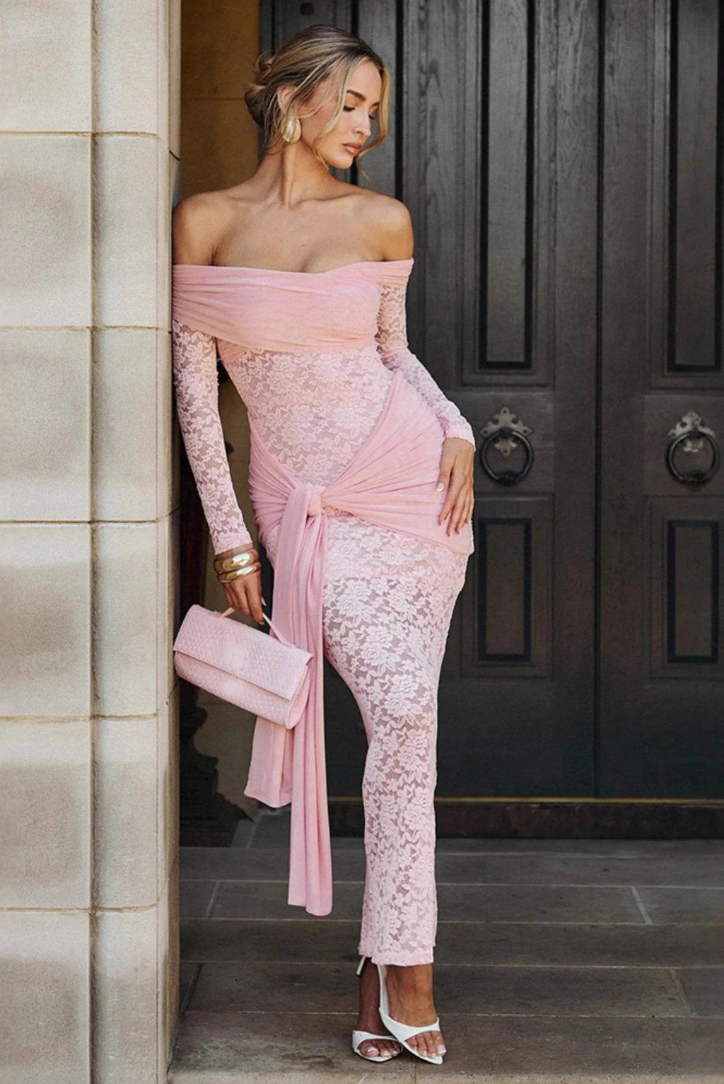 Sheath Maxi Lace Semi Formal Wedding Guest Dresses 984190843772