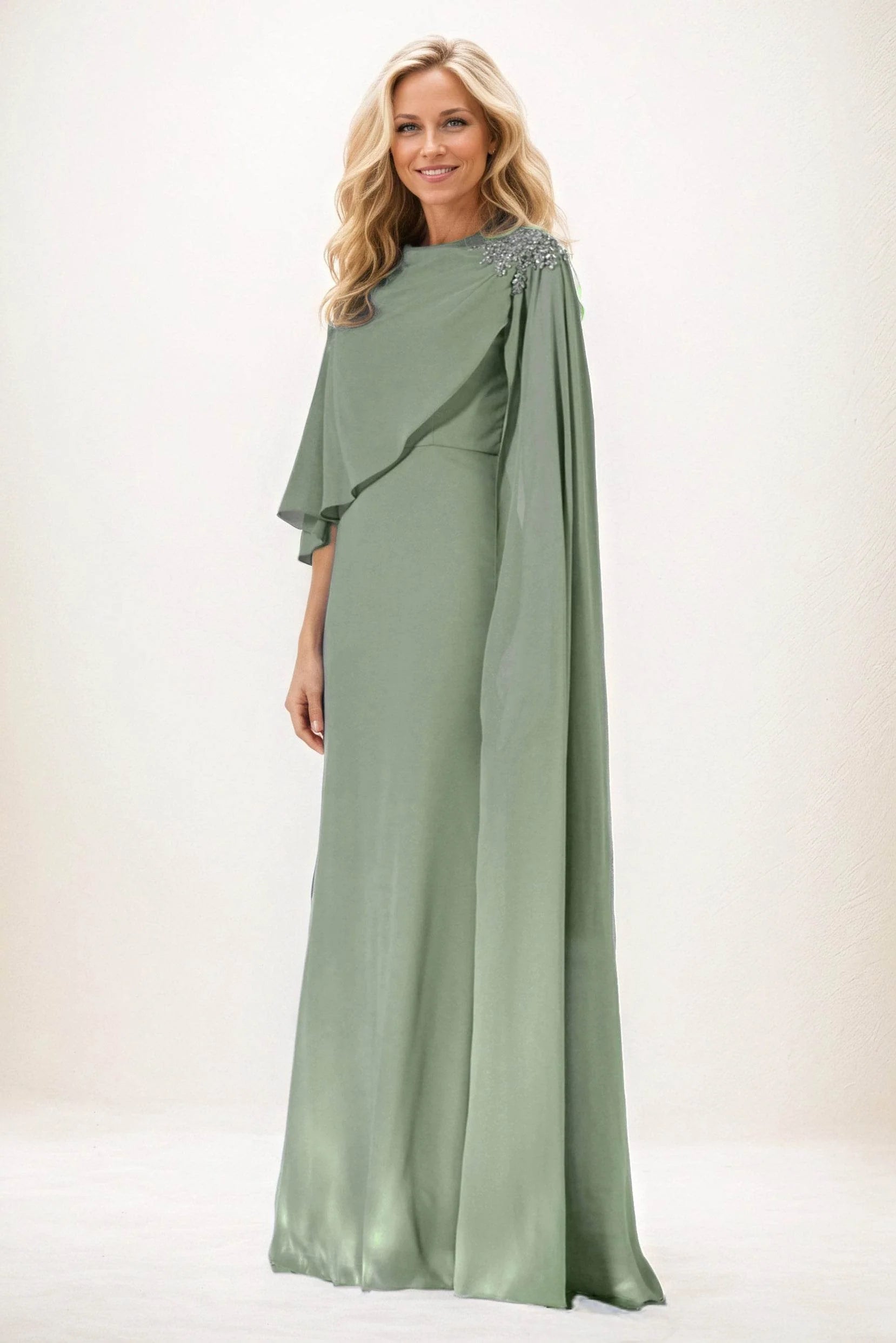 Sheath-Column Maxi Chiffon Mother of the Bride Dresses CM0388