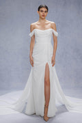 Sheath-Column Chapel Train Chiffon Wedding Dress CW3330