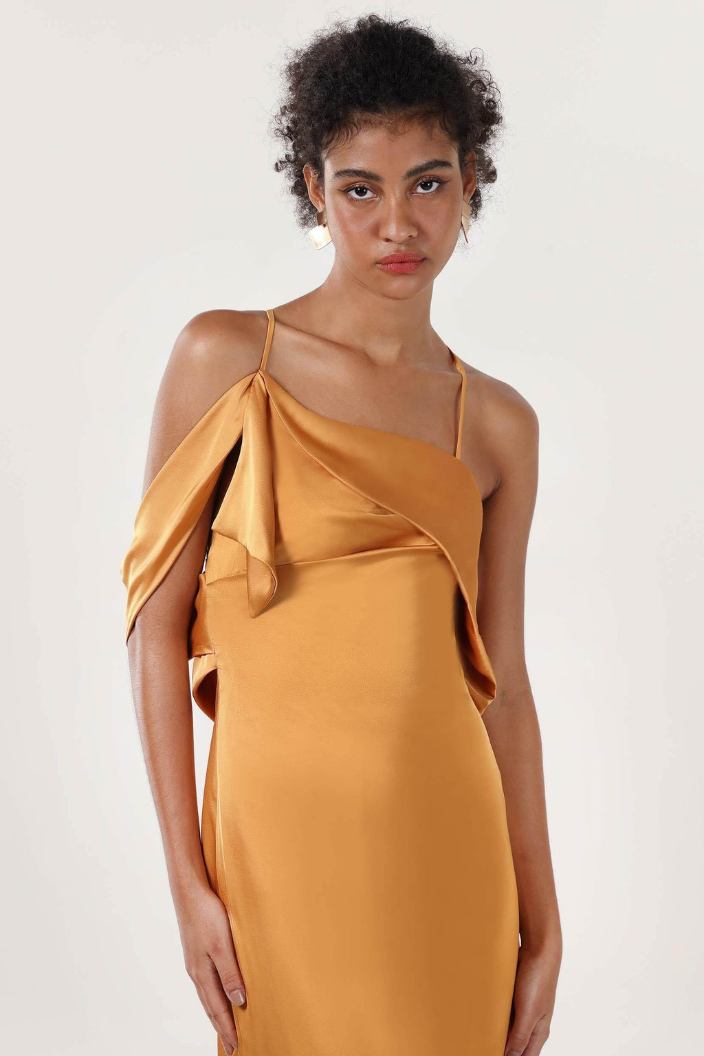 Sheath-Column Sweep-Brush Train Luxe Satin Formal Dress CS0598