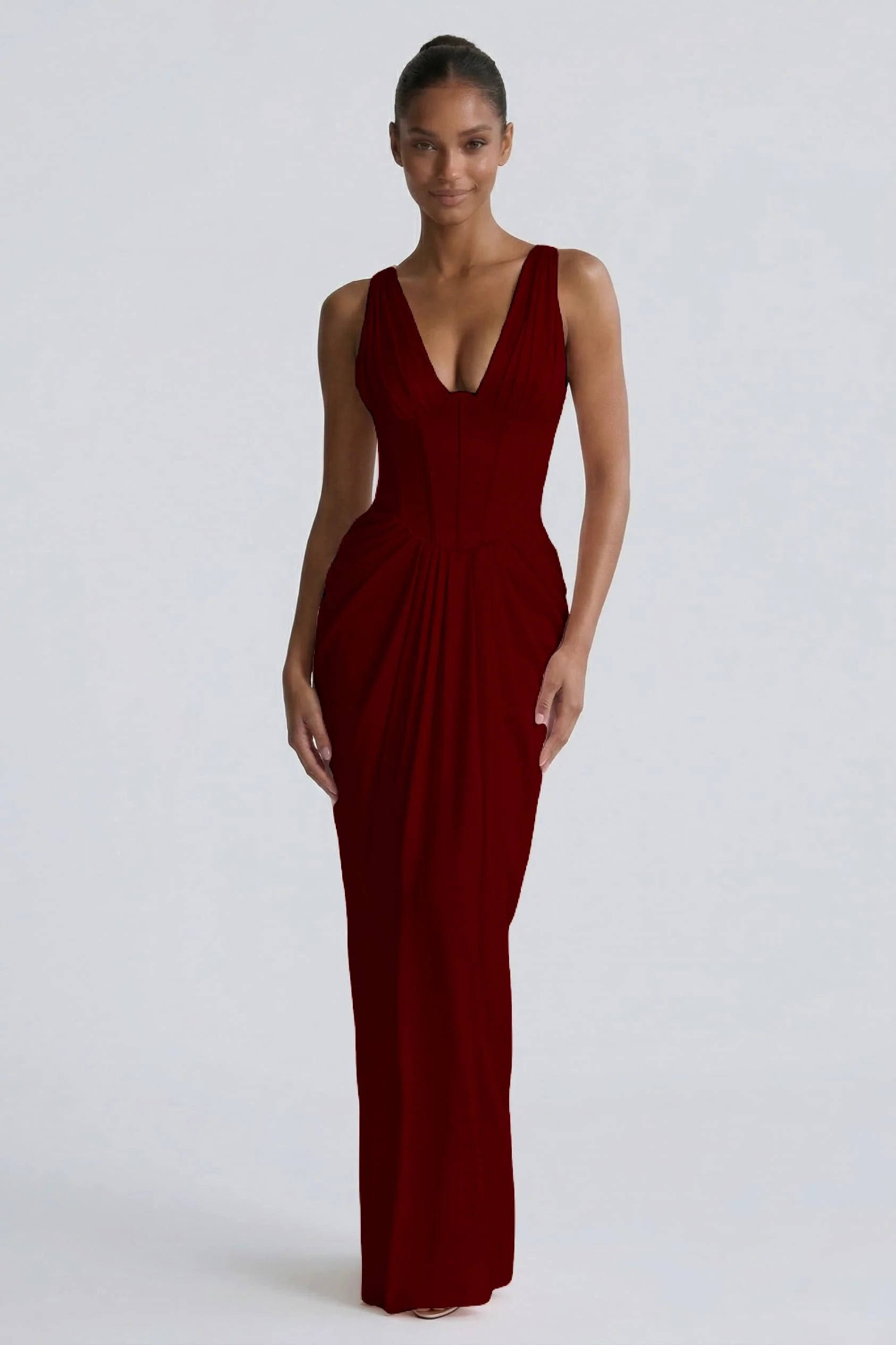 Sheath-Column Floor Length Acetate Satin Wedding Guest Dress CG0304