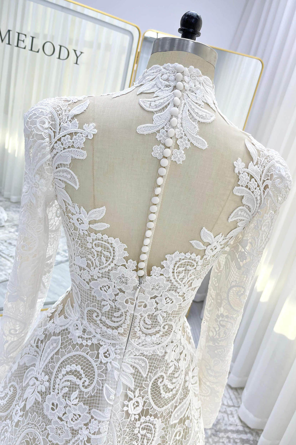 A-Line Court Train Lace Tulle Wedding Dress CW3538