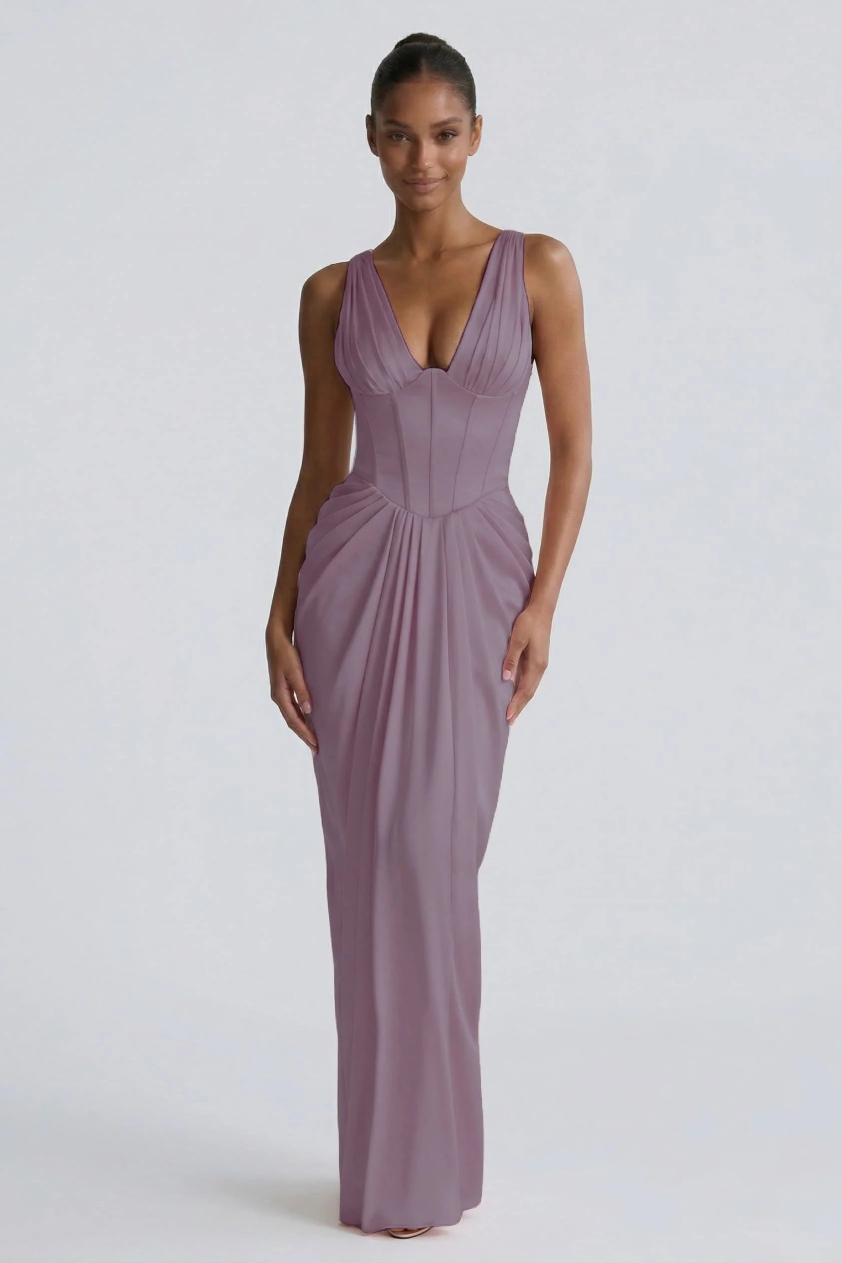 Sheath-Column Floor Length Acetate Satin Wedding Guest Dress CG0304
