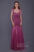 Trumpet-Mermaid Floor Length Tulle Bridesmaid Dress PR3500