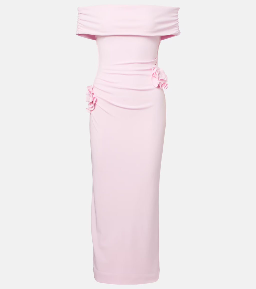 Roland Mouret Floral-appliqué jersey midi dress