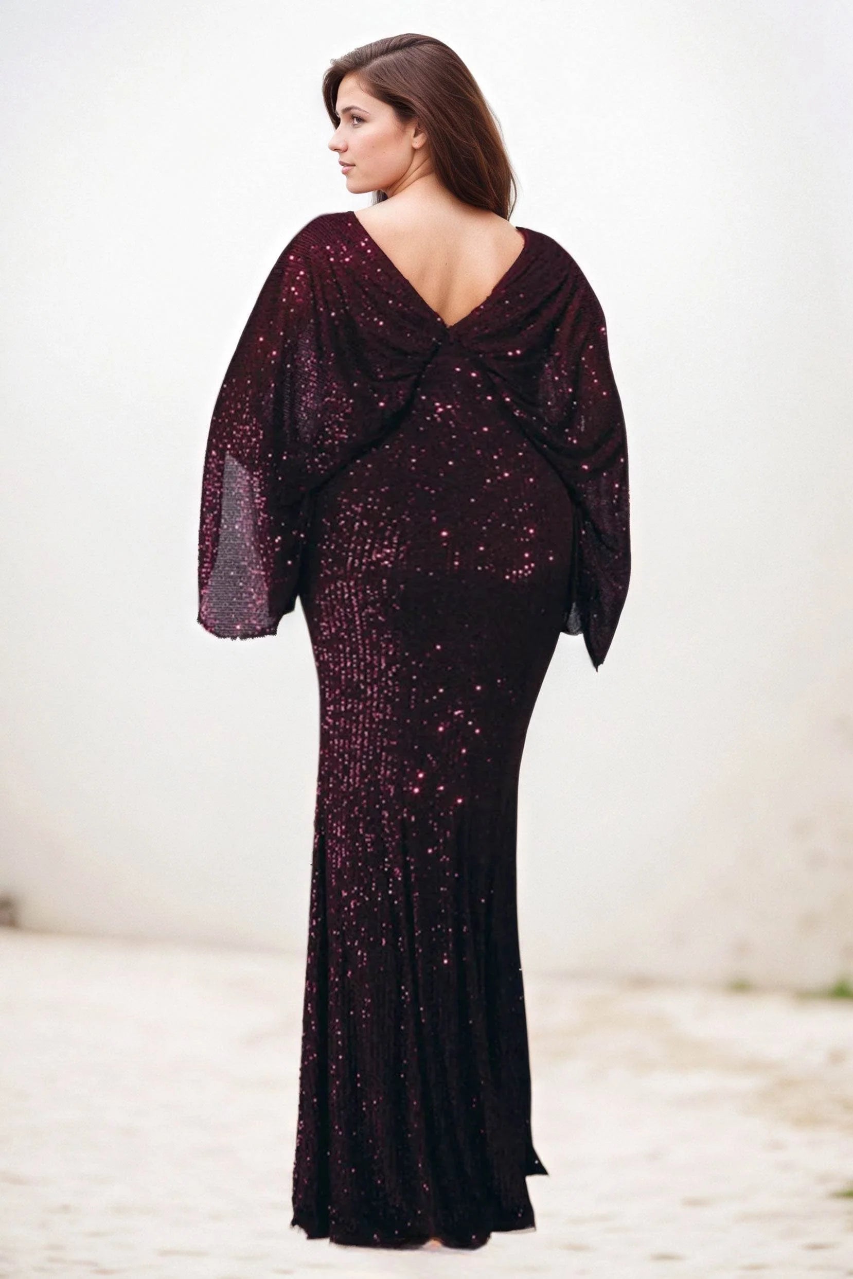 Sheath-Column Maxi Sequined Wedding Guest Dress CG0284