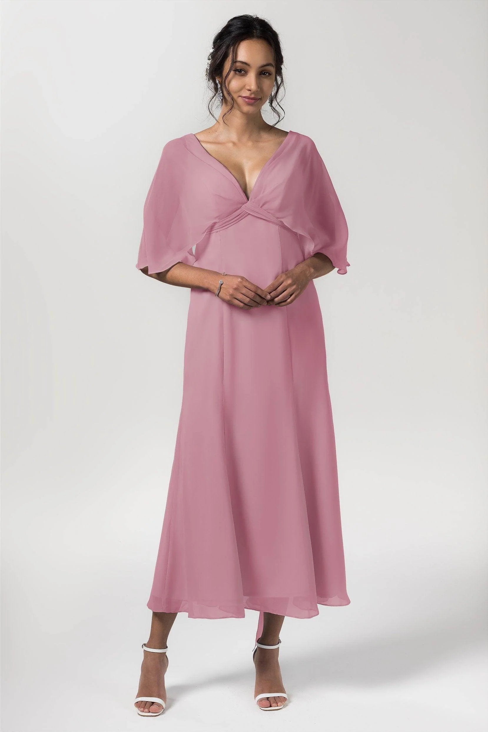 A-Line Tea Length Chiffon Bridesmaid Dress CB0553