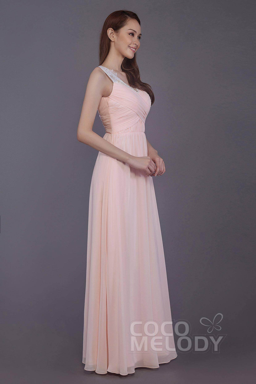 Sheath-Column Floor Length Chiffon Bridesmaid Dress PR3542