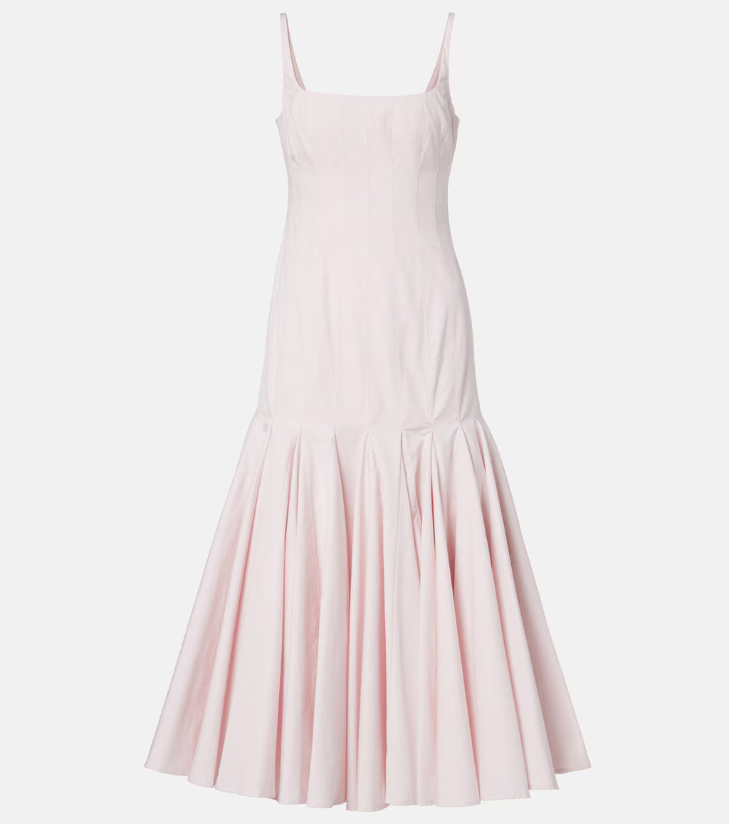 Jacquemus Agave pleated cotton poplin midi dress