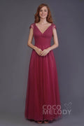 Sheath-Column Floor Length Tulle Bridesmaid Dress PR3510