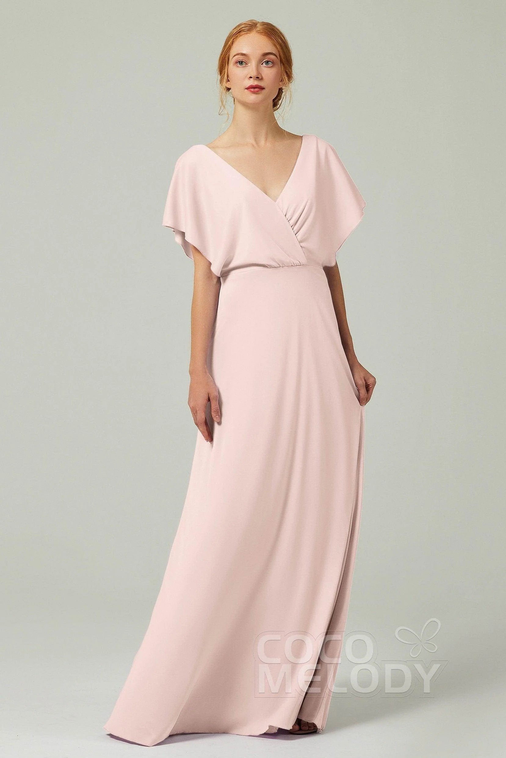 A-Line Floor Length Chiffon Bridesmaid Dress CB0351