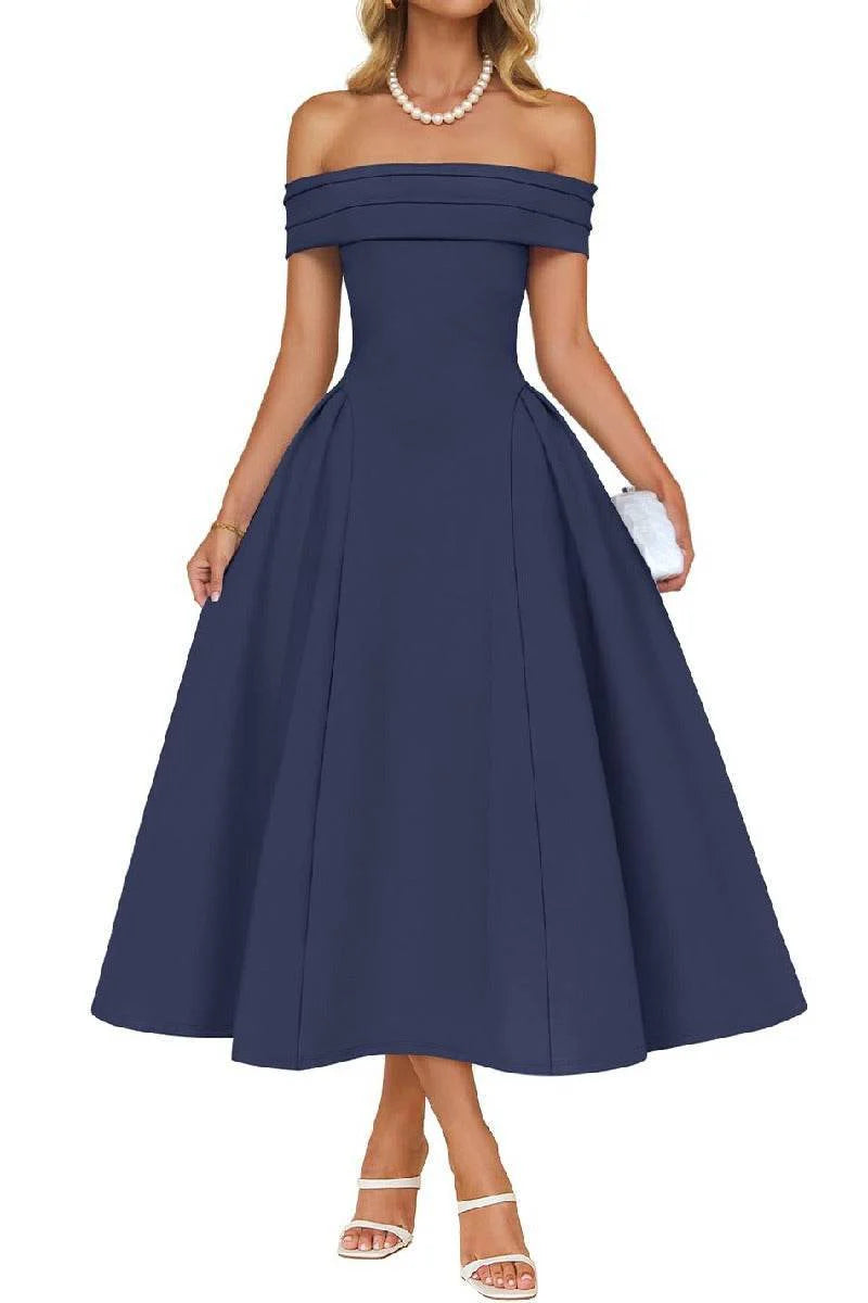 A-Line Midi Satin Formal Wedding Guest Dresses B0DS8NJRR3