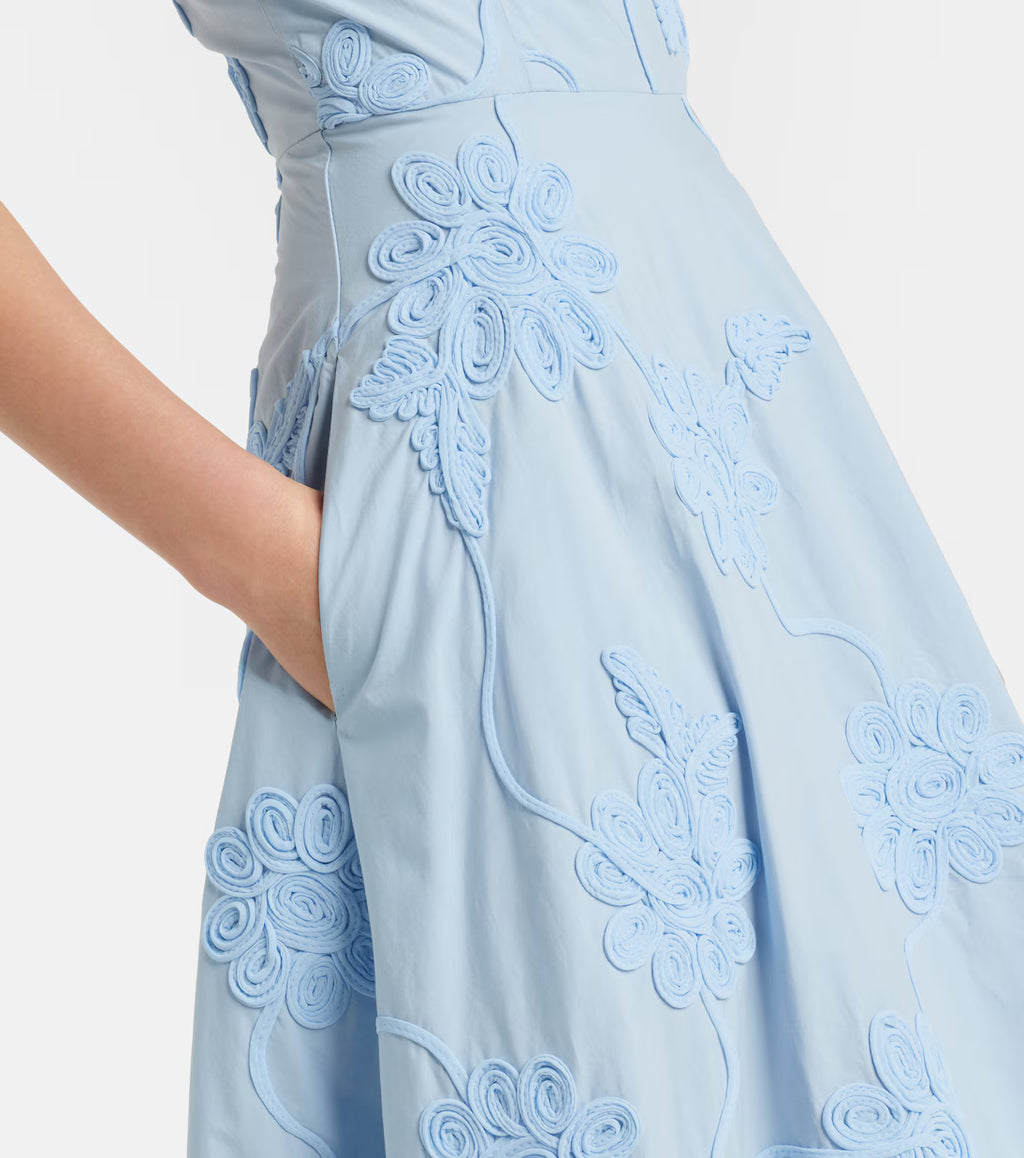 Rotate Embroidered floral cotton midi dress