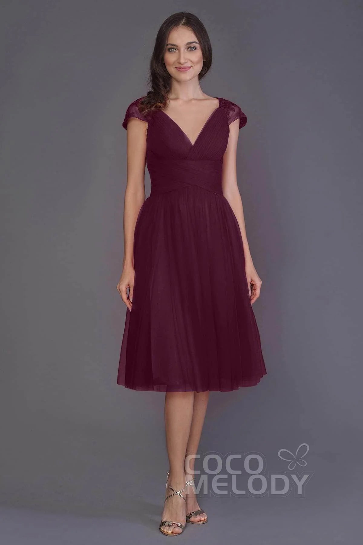 A-Line Knee Length Tulle Bridesmaid Dress PR3515