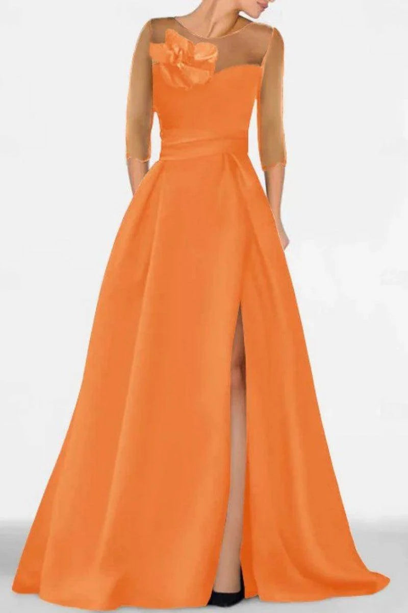 A Line Sweetheart 3/4 Sleeves High Split Mother Dresses CM0338