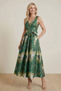 A-Line Tea-Length Jacquard Mother of the Bride Dress CM0425