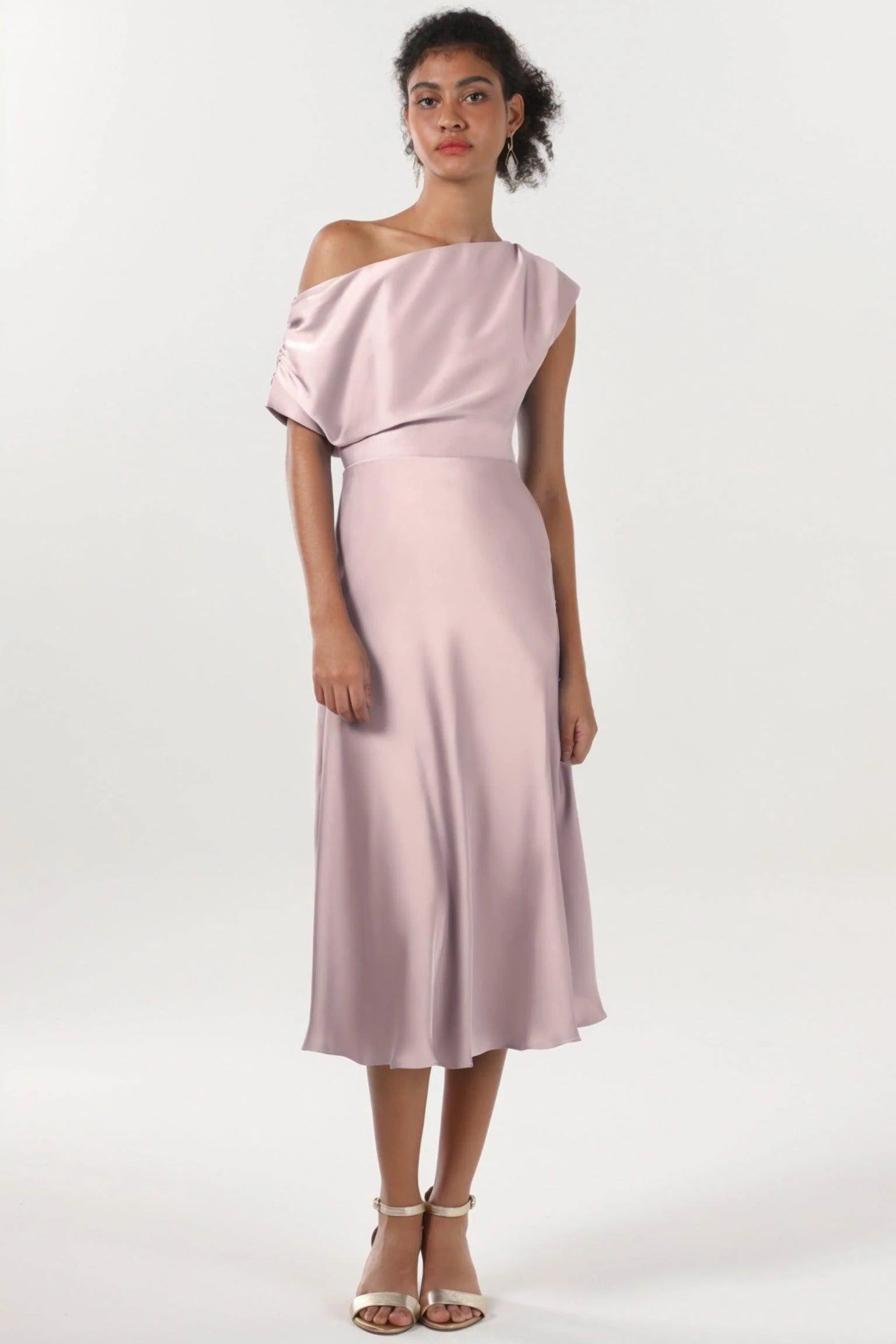 Sheath-Column Midi Luxe Satin Formal Dress CS0611