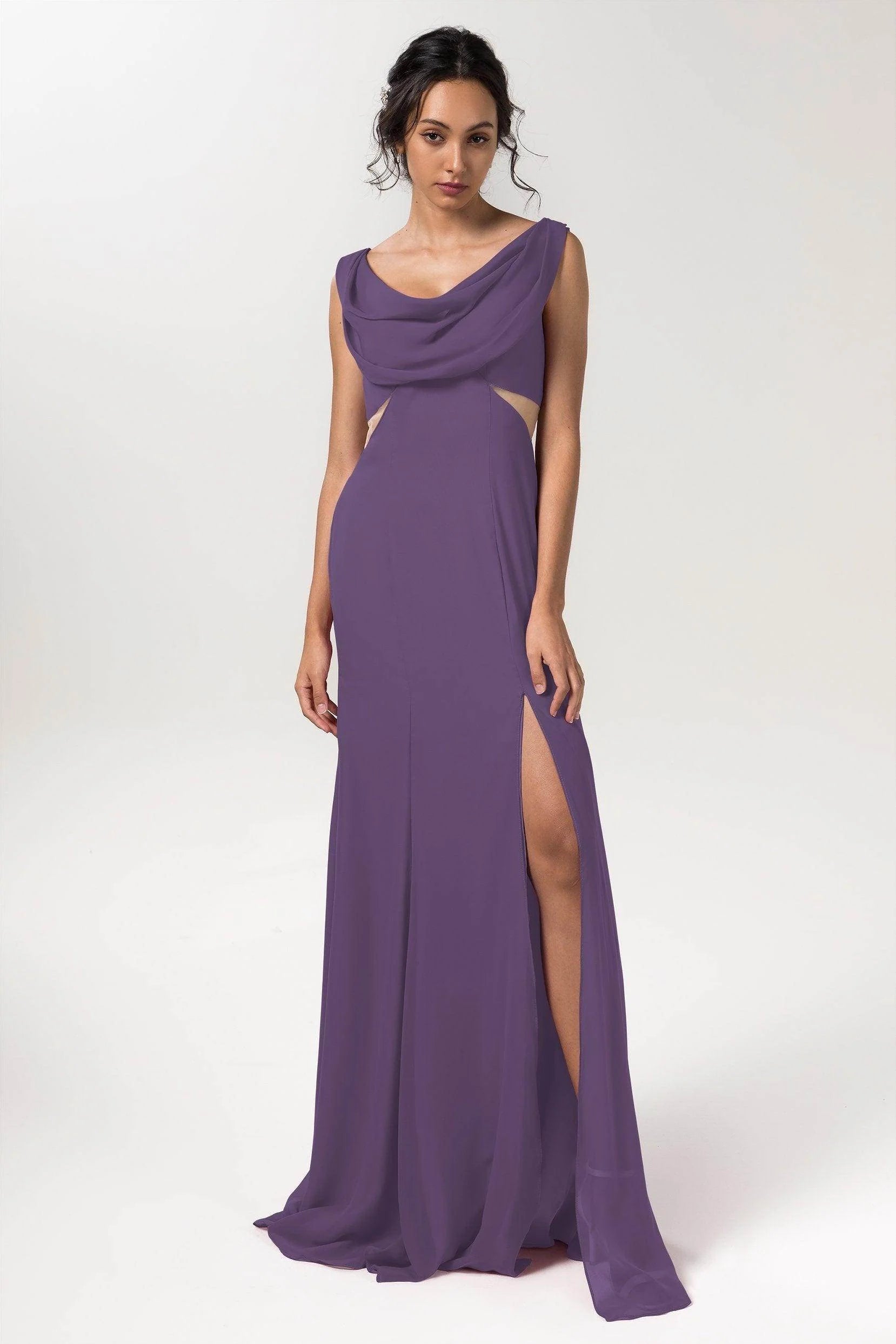 Sheath-Column Floor Length Chiffon Bridesmaid Dress CB0558