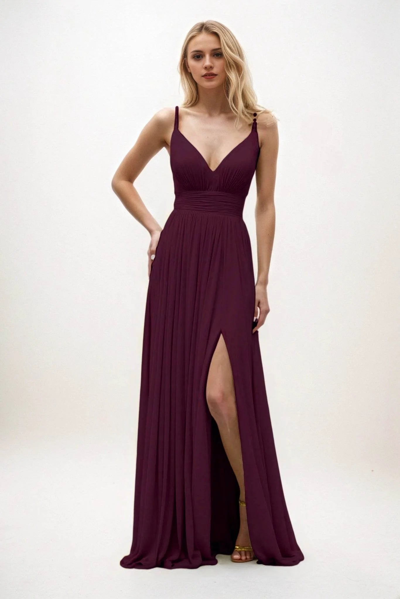 A-Line Maxi Chiffon Bridesmaid Dress CB0825