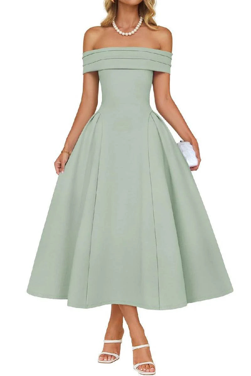 A-Line Midi Satin Formal Wedding Guest Dresses B0DS8NJRR3