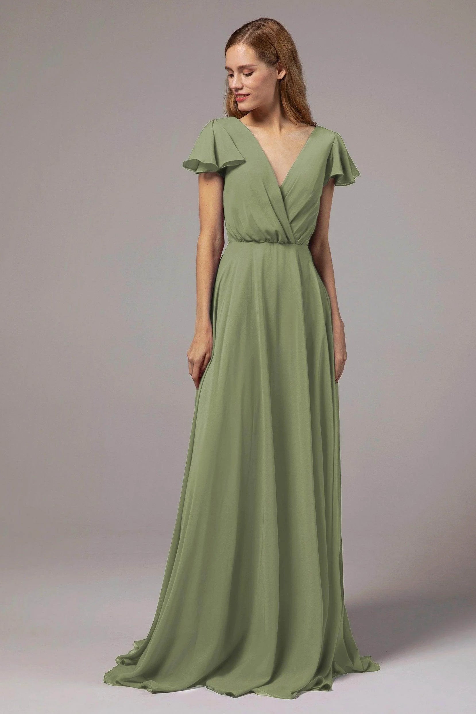 A-Line Floor Length Chiffon Bridesmaid Dress CB0410