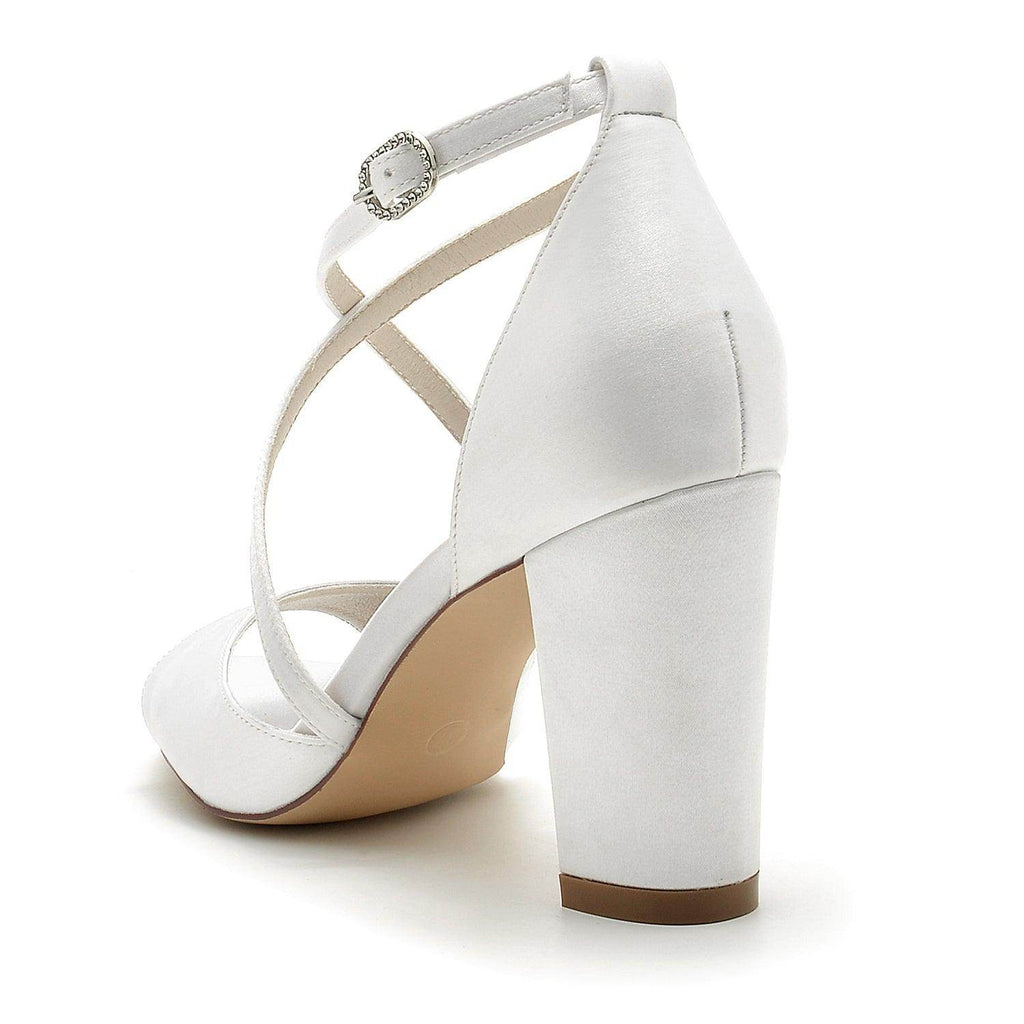 Chunky Heel 8.5cm Silk-Like Shoes CK0346