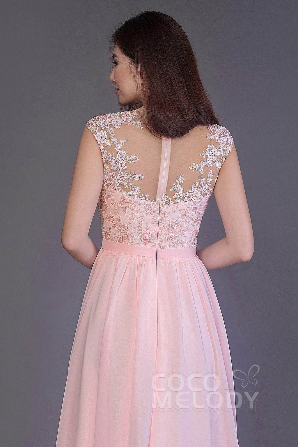 A-Line Floor Length Chiffon and Lace Bridesmaid Dress PR3554