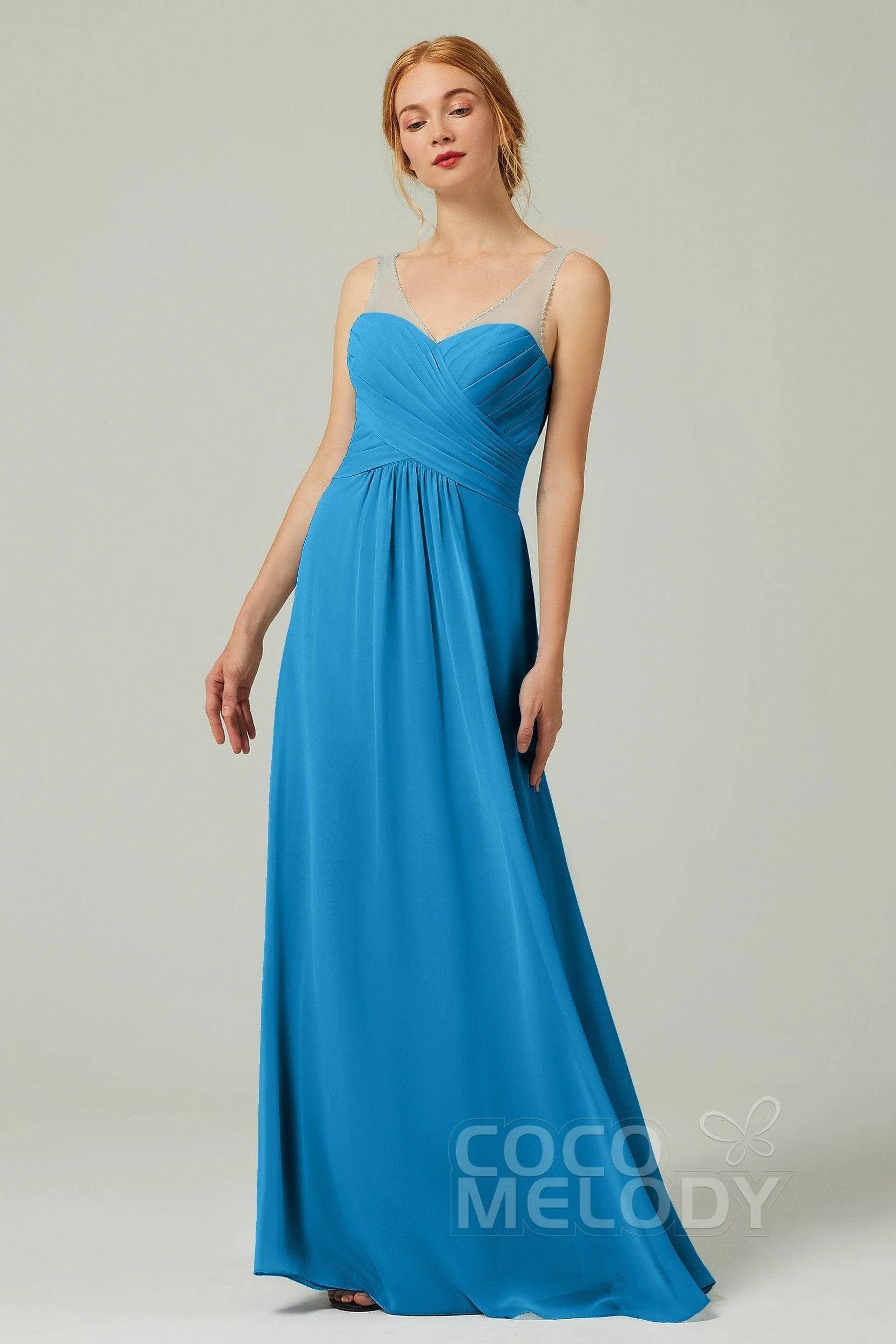 A-Line Floor Length Chiffon Bridesmaid Dress CB0331