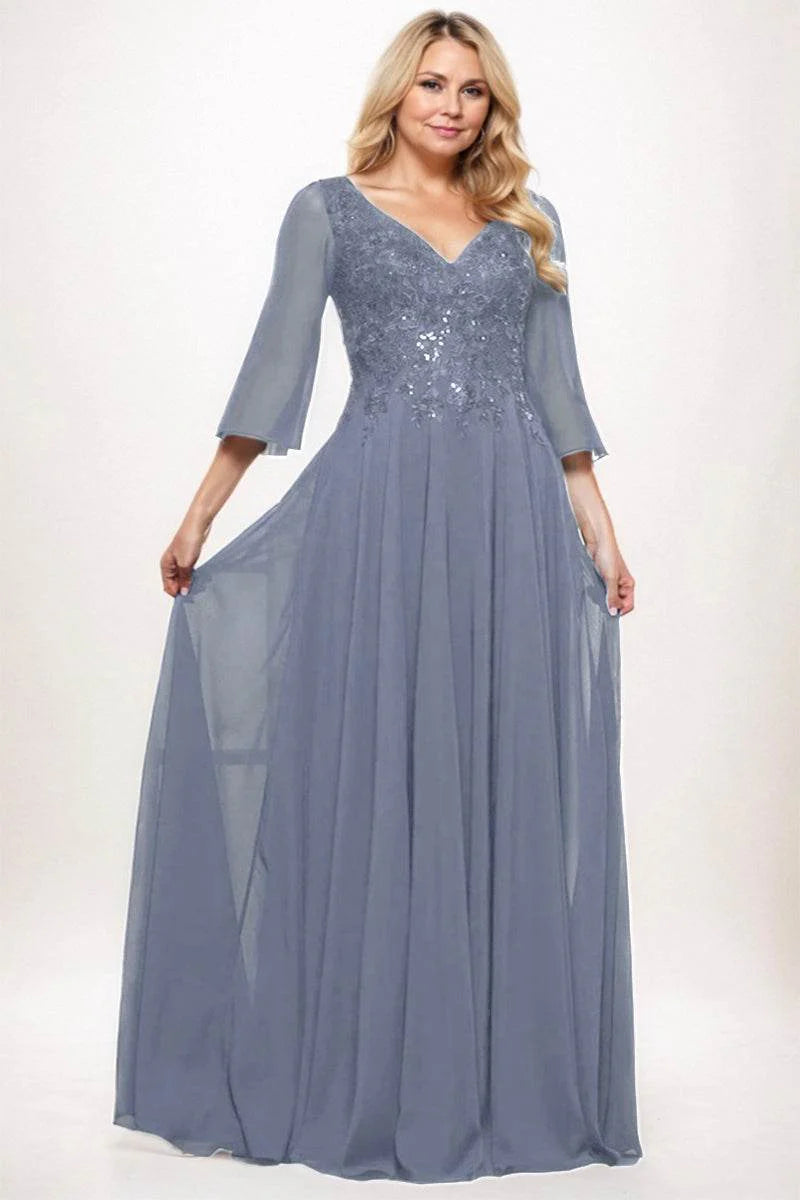 A-Line Maxi Chiffon Mother Dress CM0254