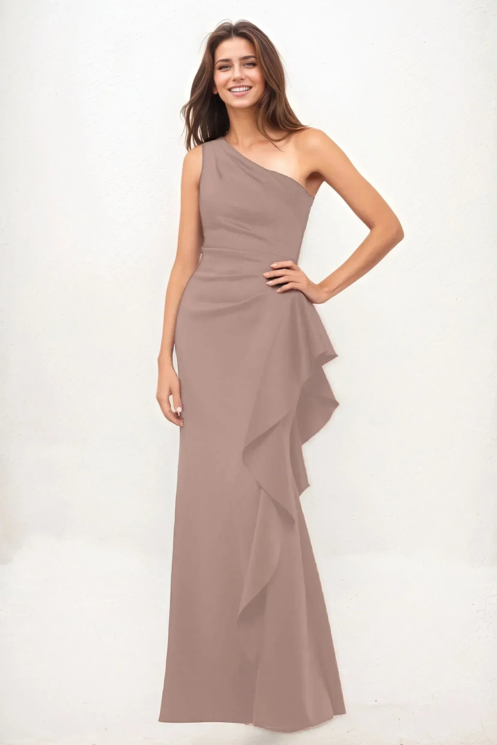 Sheath-Column Maxi Luxe Satin Wedding Guest Dress CG0287