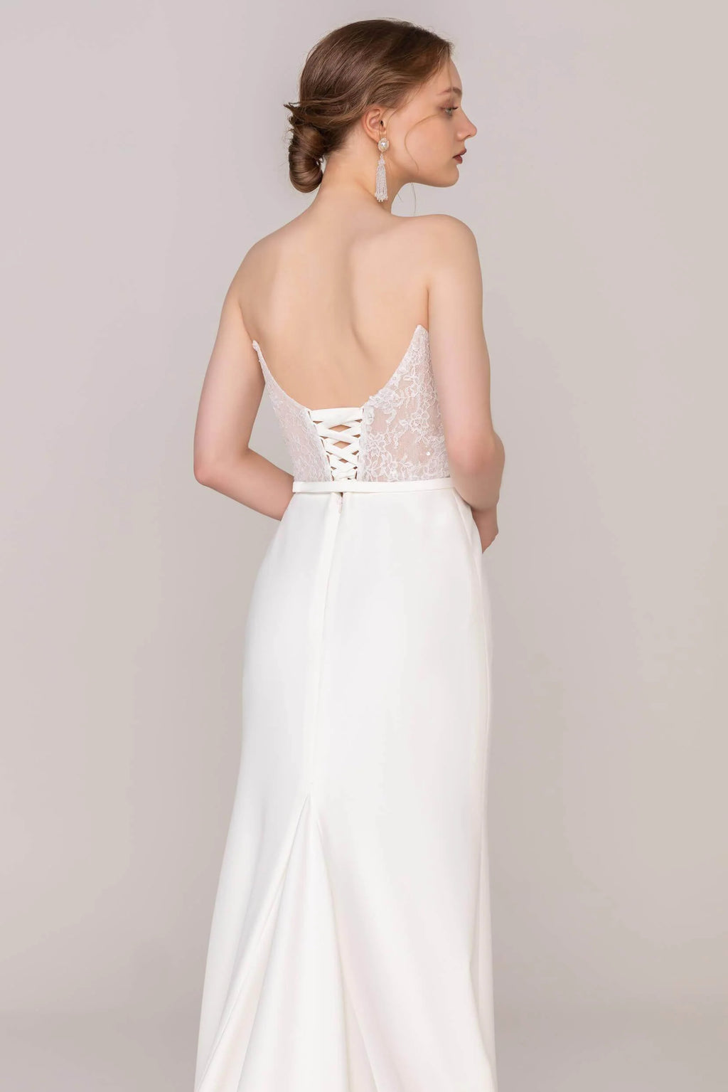 Trumpet Sweep Train Lace Elastic Cloth Wedding Dress CW2422