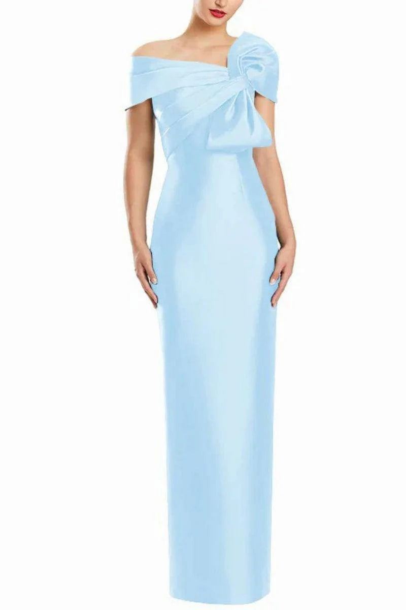 Sheath One Shoulder Floor Length Mother Dresses with Bow CM0368