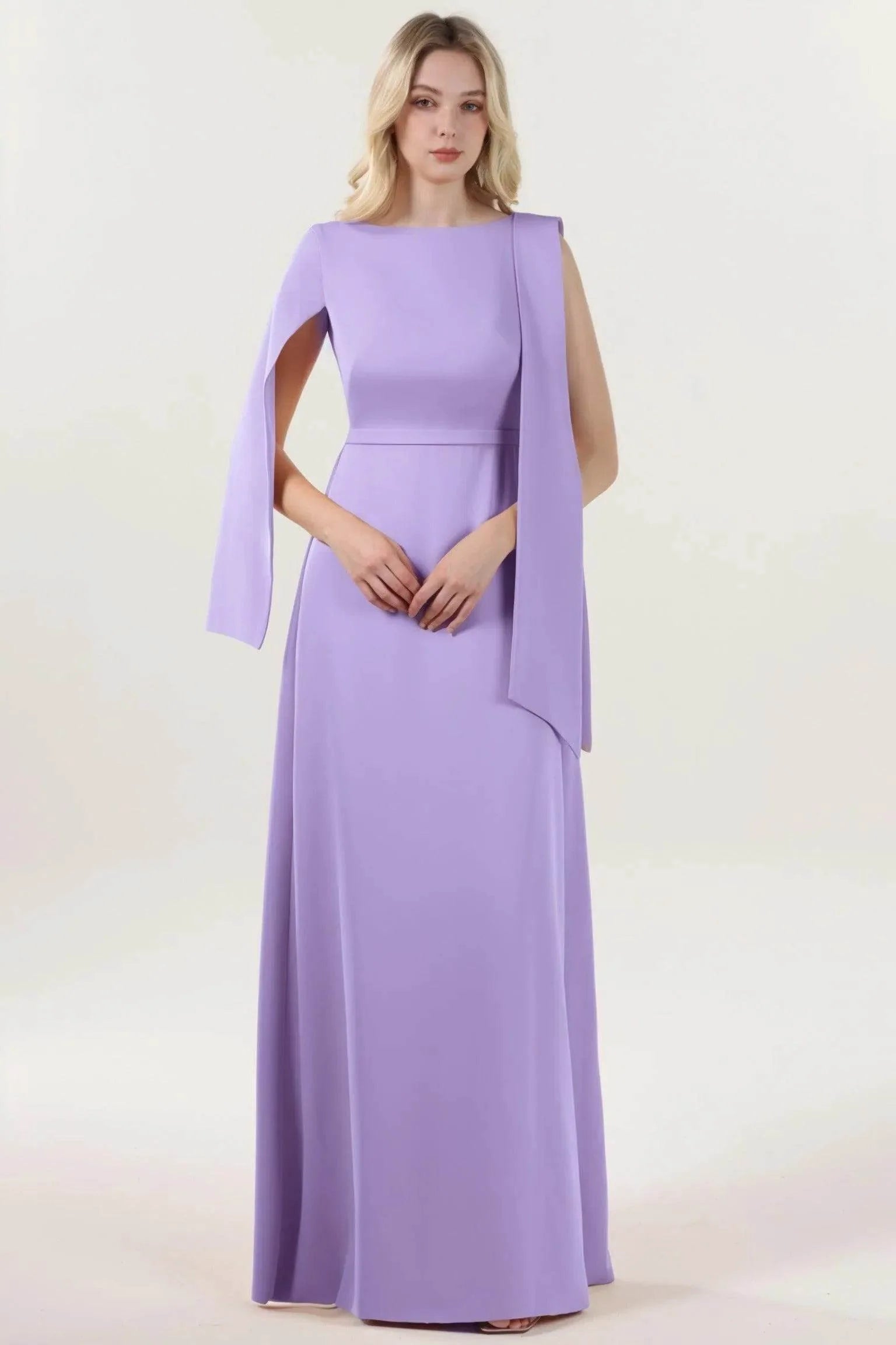 A-Line Maxi Stretch Crepe Formal Dress CS0586