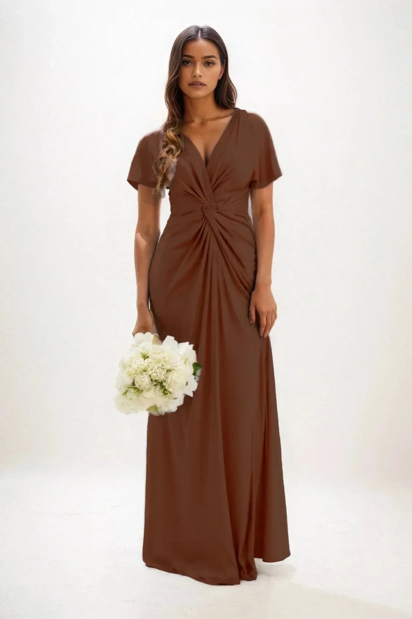 A-Line Maxi Luxe Satin Bridesmaid Dress CB0838