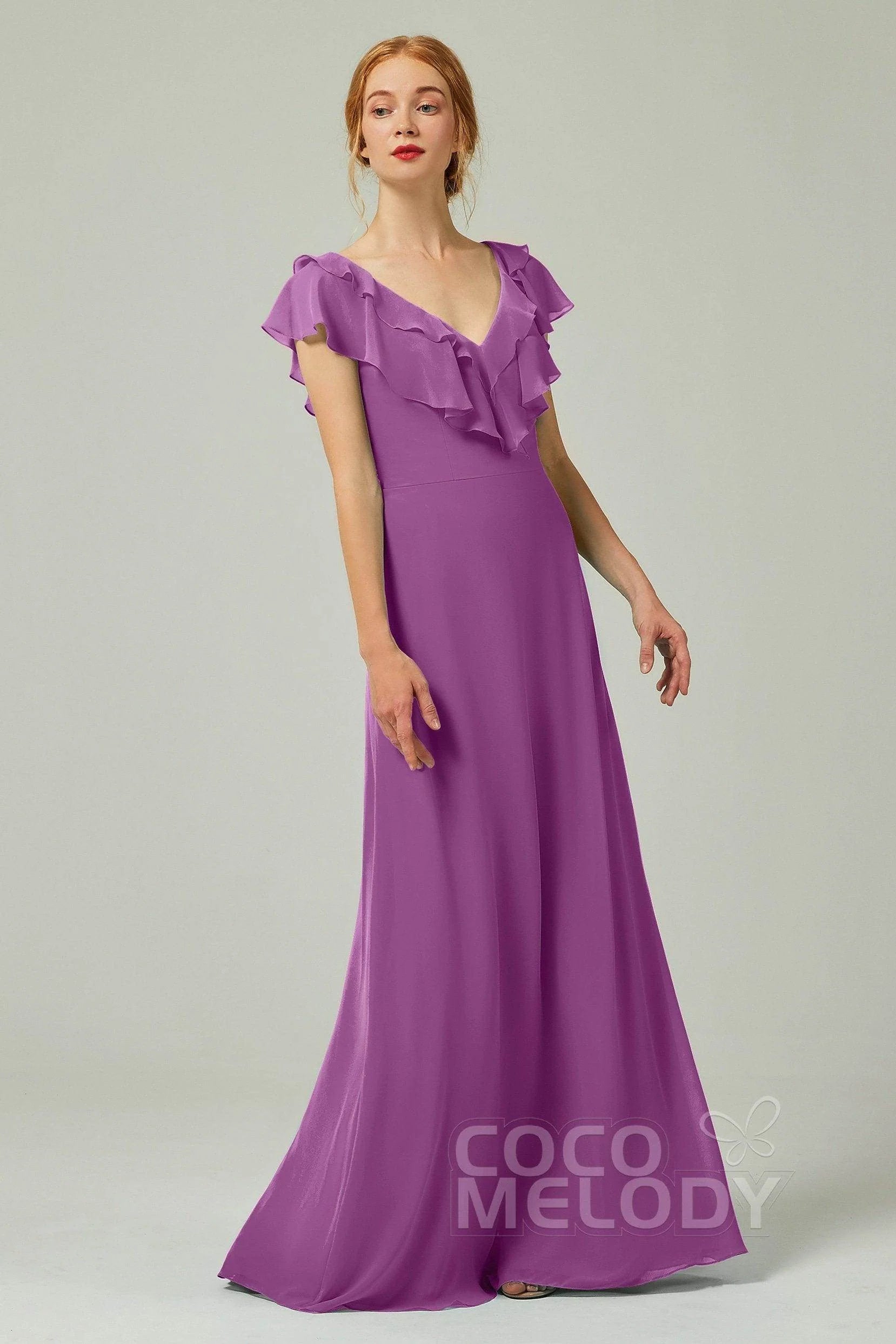 A-Line Floor Length Chiffon Bridesmaid Dress CB0323